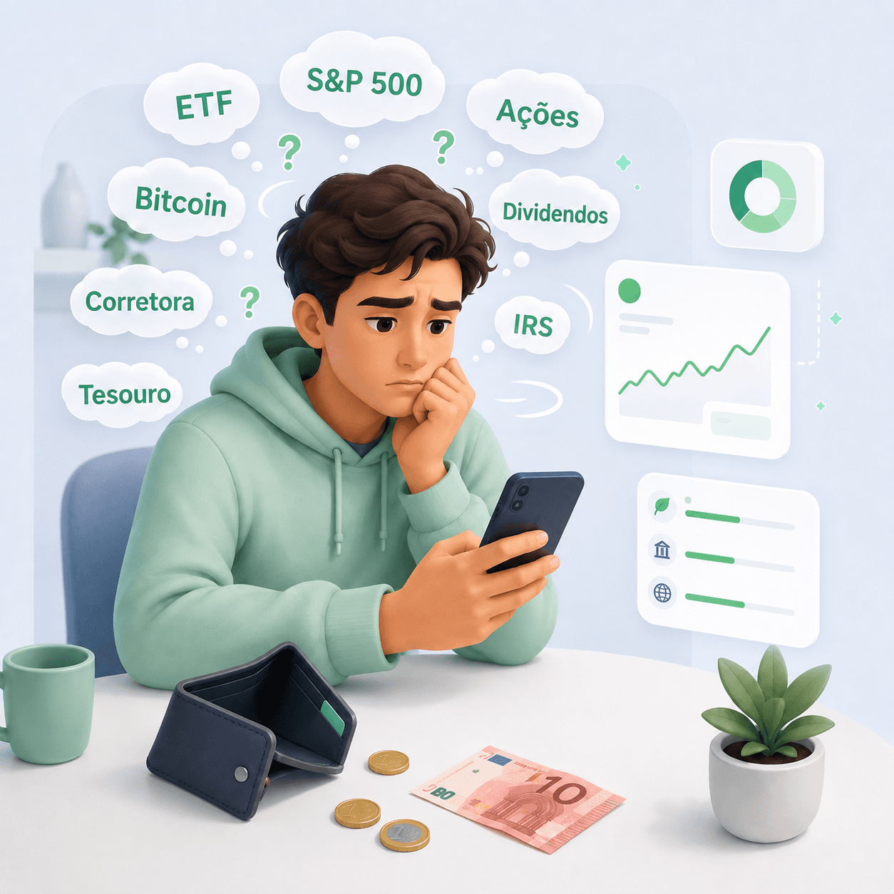Pessoa em dúvida sobre quando começar a investir